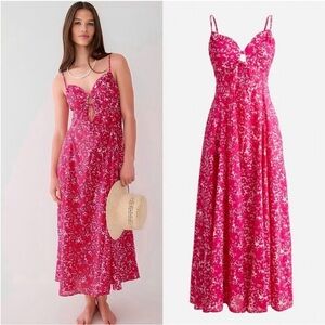 J Crew Cotton Voile Keyhole Cover-Up Maxi Dress Blushing Meadow Size XL